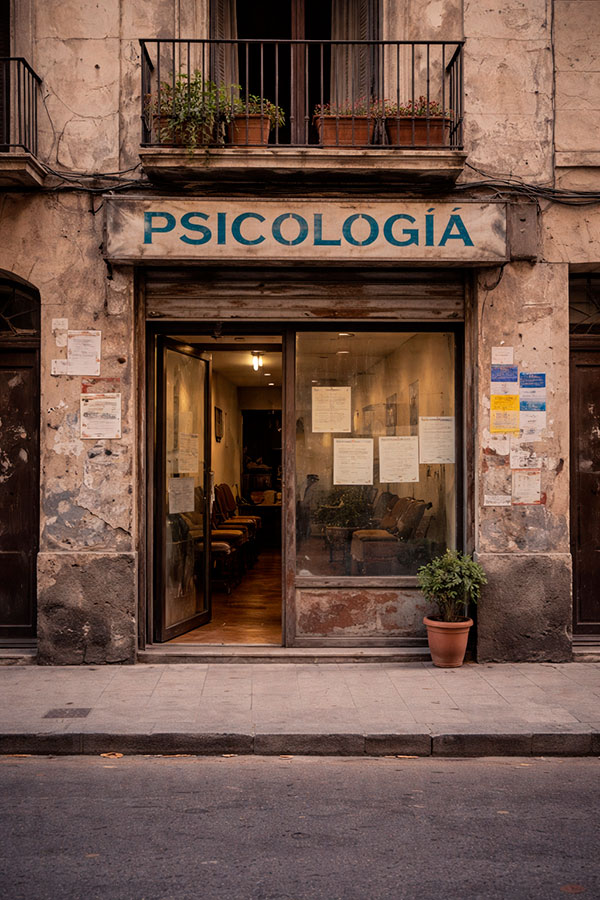 Psicóloga reunida con un cliente en un consultorio